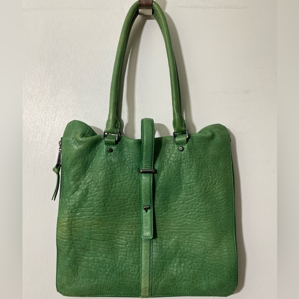 Leifsdottir green leather purse soft expandable sides and bottom   #PU - Picture 2 of 15